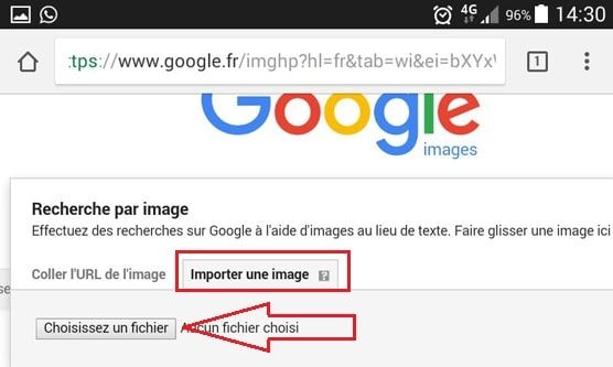 La version ordinateur de recherche Google image